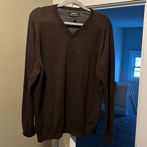 Men's Shop Cotton & Cashmere V-Neck Sweater, Brown Large Size